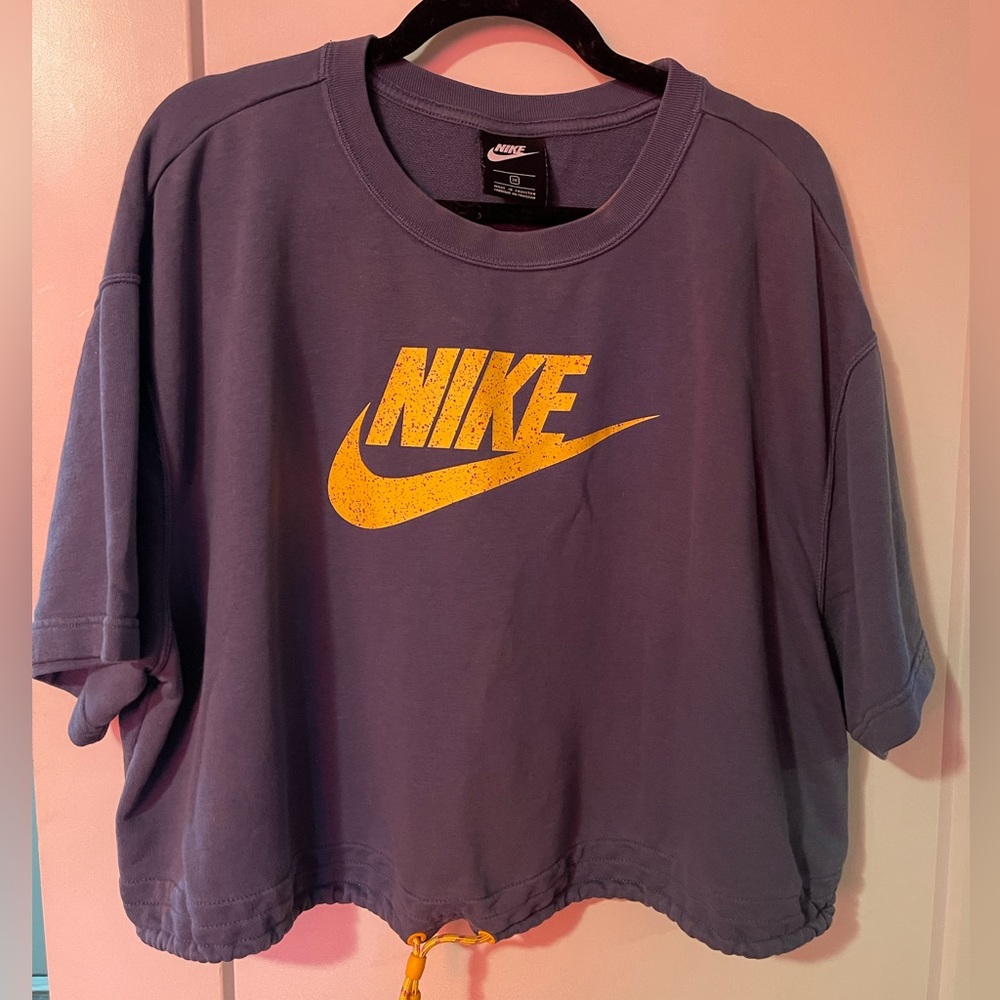 Nike Blue Crop Top Cinch Waist